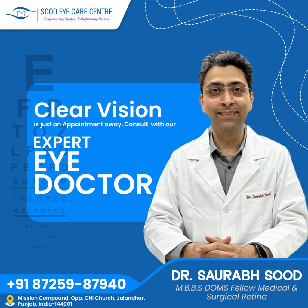 Consult Dr. Saurabh Sood, trusted eye specialist in Jalandhar at Sood Eye Care Centre for LASIK, cataract, and retina treatments.